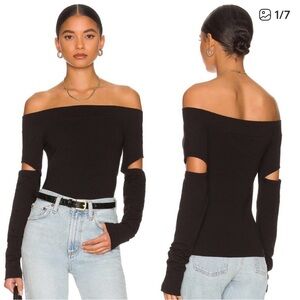 AGOLDE Revolve Ariel Off The Shoulder Arm Cutout Cotton Top Black Size M